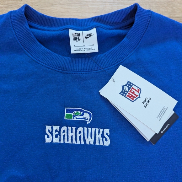NWT Nike Women's Seattle Seahawks Embroidered Cobalt Blue Crewneck Size Large - Picture 2 of 7